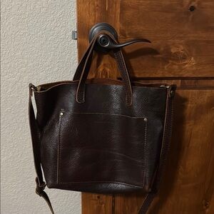 Portland leather goods medium tote crossbody in coldbrew